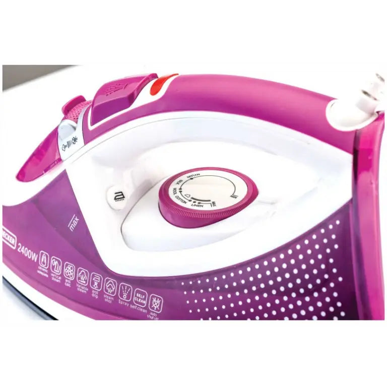 Black+Decker Ceramic Steam Iron, 2400Watt, Purple – X2450 Black+Decker Ceramic Steam Iron, 2400Watt, Purple – X2450